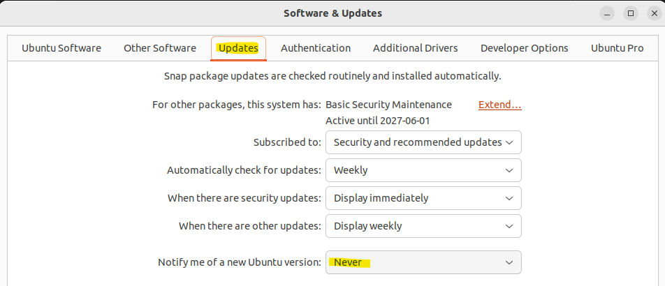 Software Update Settings