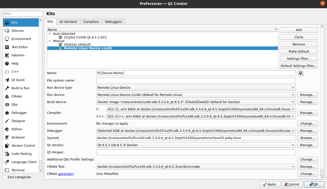 Build kits Remote device docker