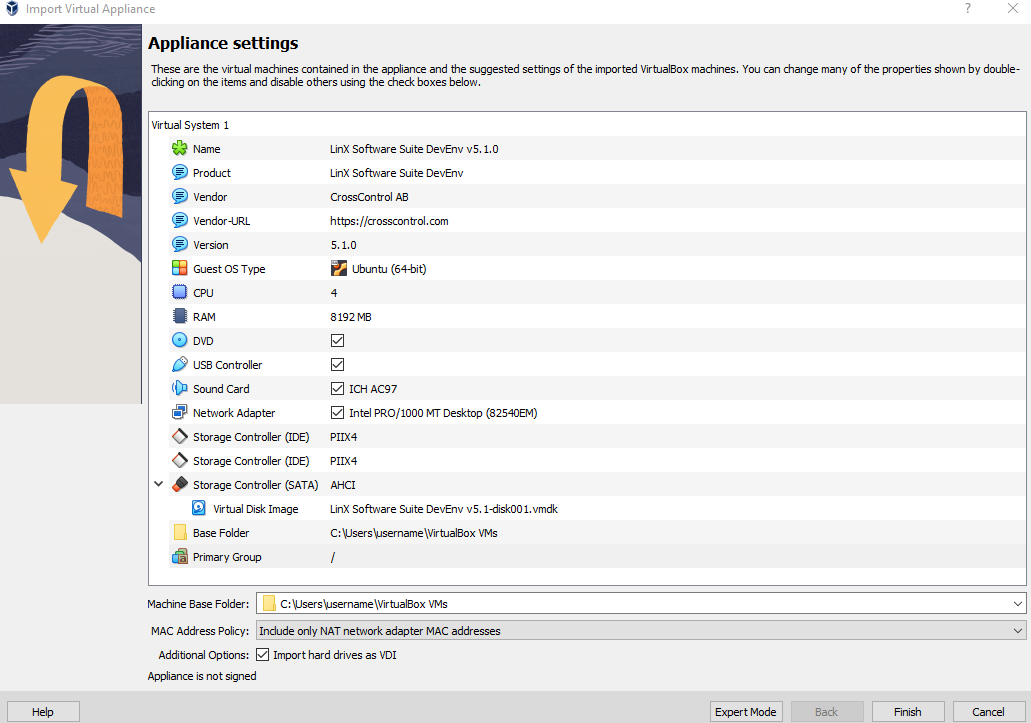 Import Virtual Appliance