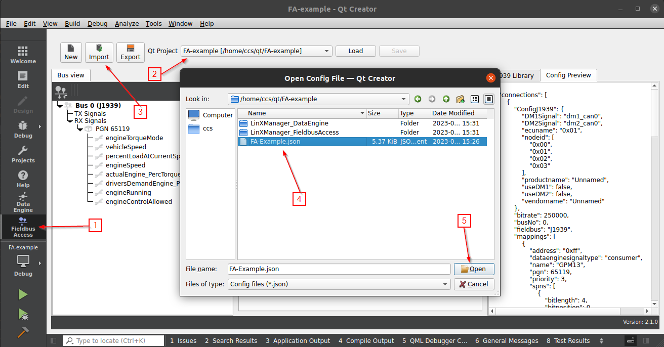 LinX-Manager Fieldbus Access Import