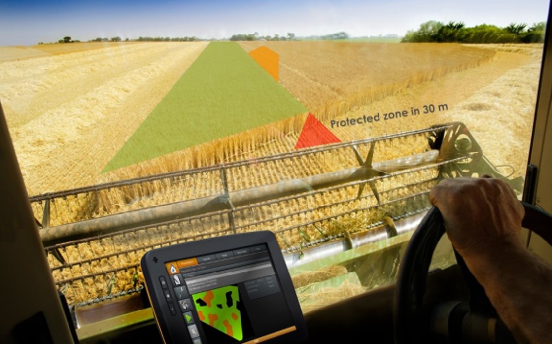 Augmented Reality in harvester cabin.