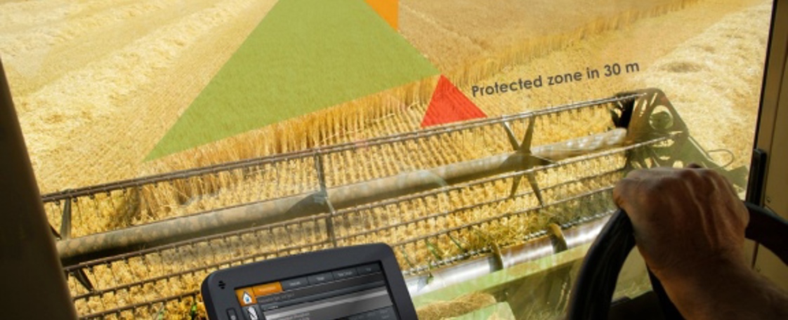 Augmented Reality in harvester cabin.
