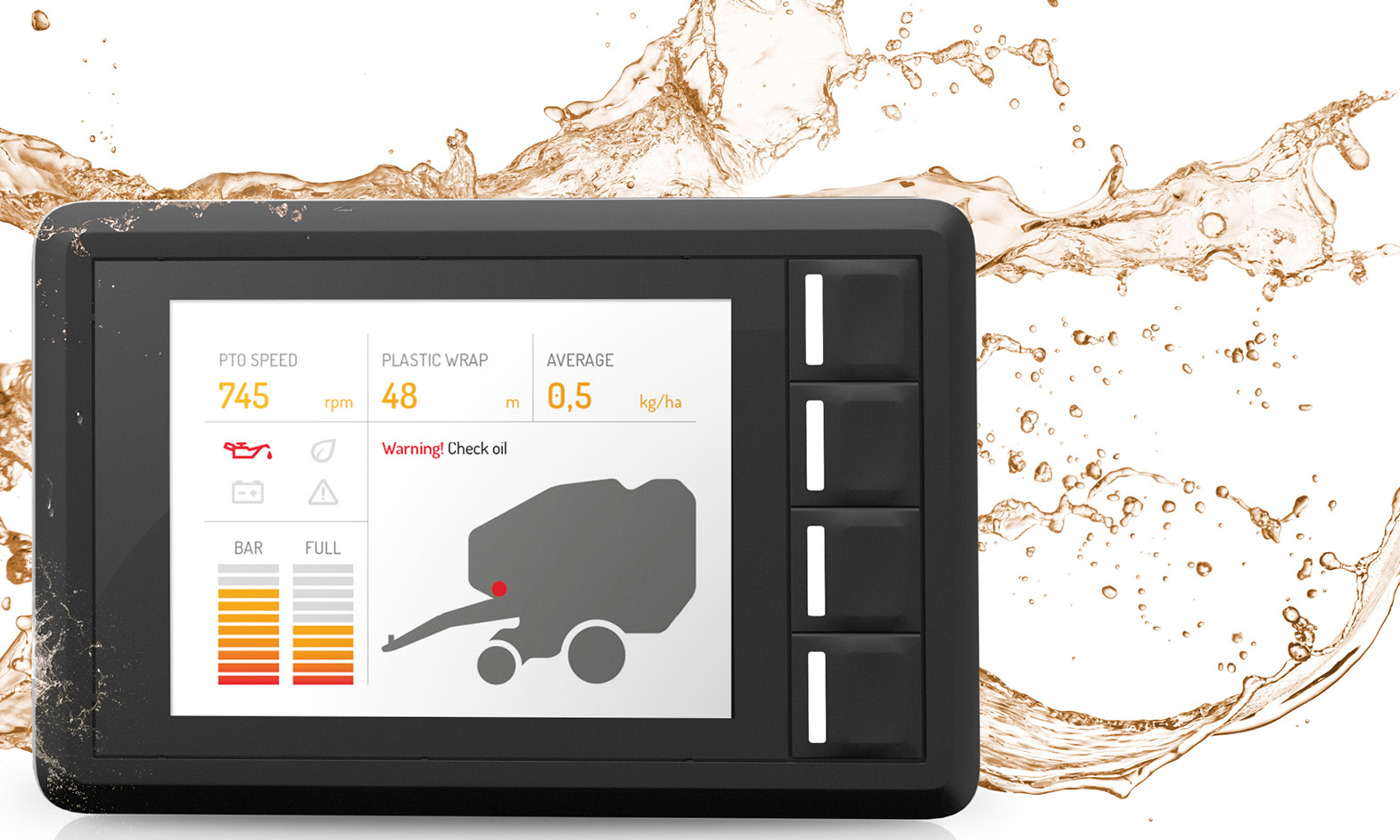 3,5" display computer in water splash with HMI.