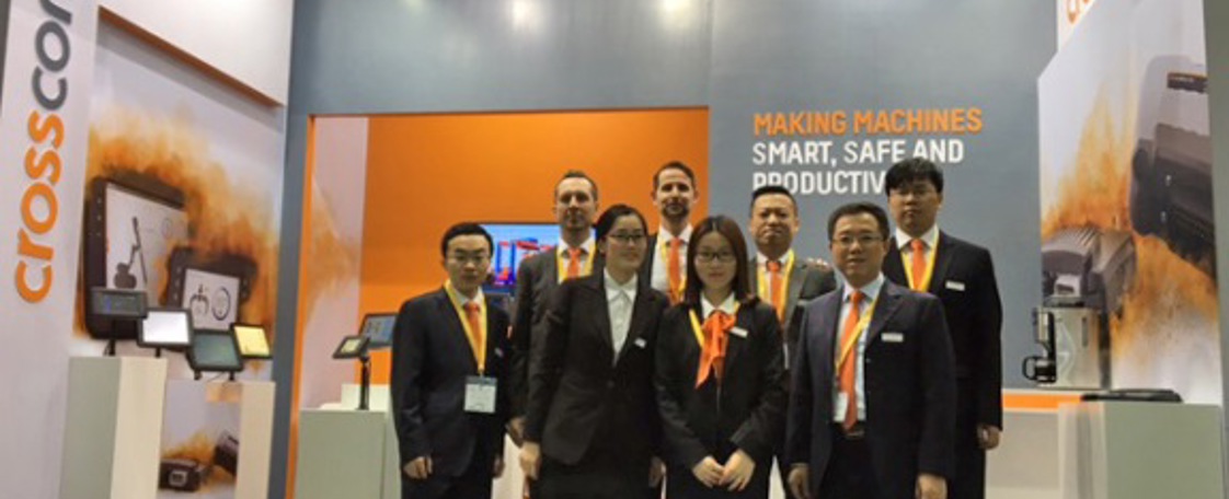 Bauma exhibition booth staff in China.