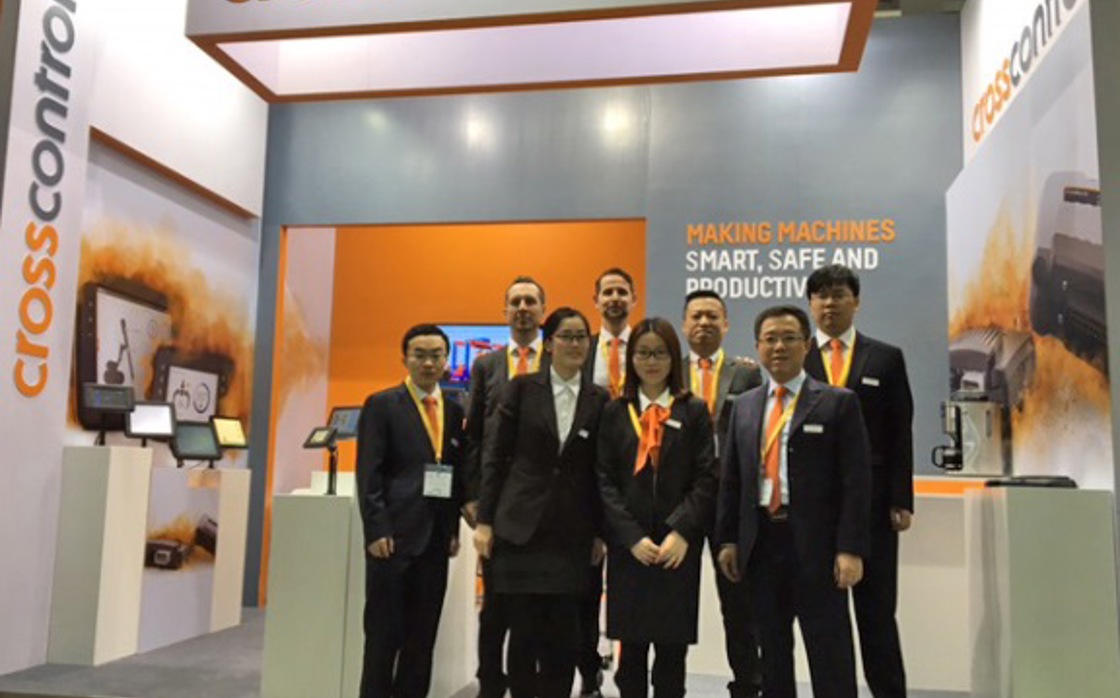 Bauma exhibition booth staff in China.