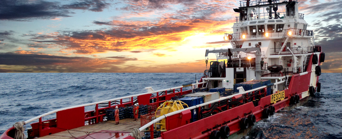 Marine vessel in ocean