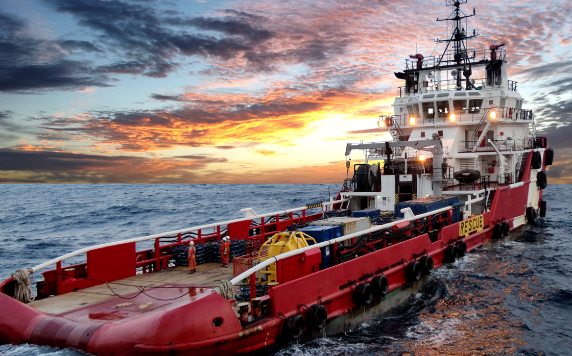 Marine vessel in ocean