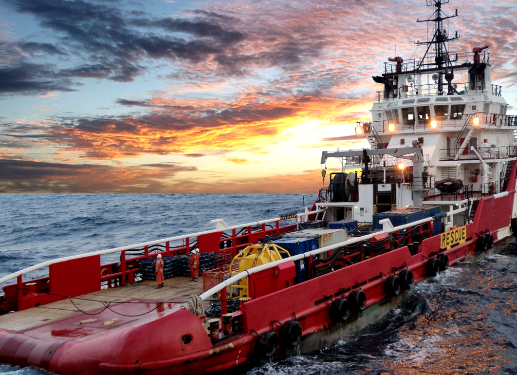 Marine vessel in ocean