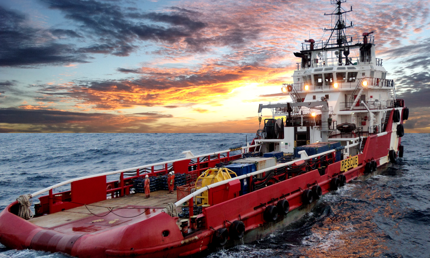 Marine vessel in ocean