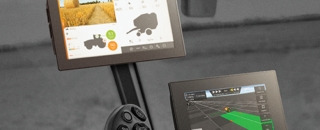 Two displays in vehicle cabin with color HMI