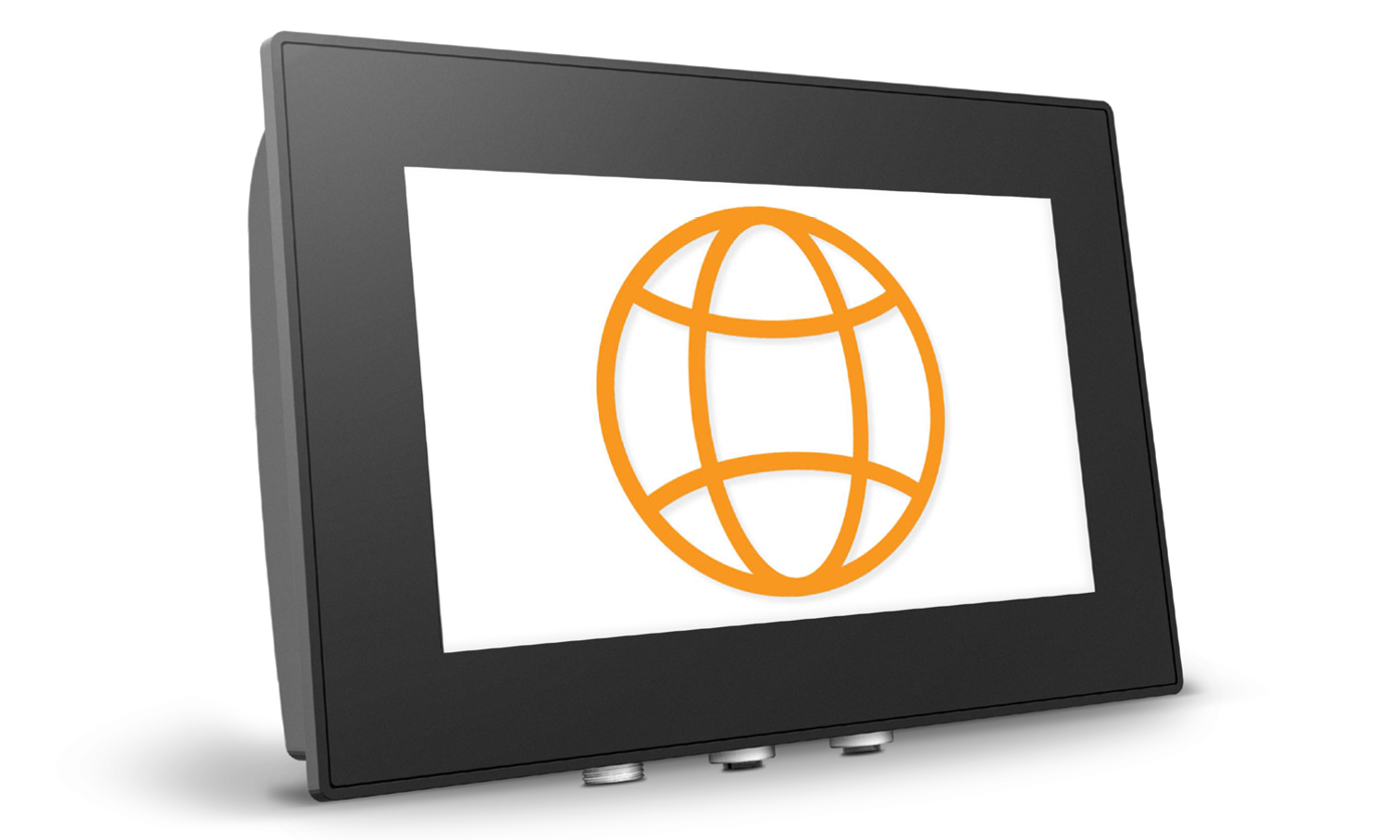 Display computer with webbrowser graphic.