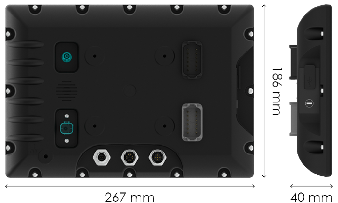 Backsideview and sideview of display computer CCpilot V1090