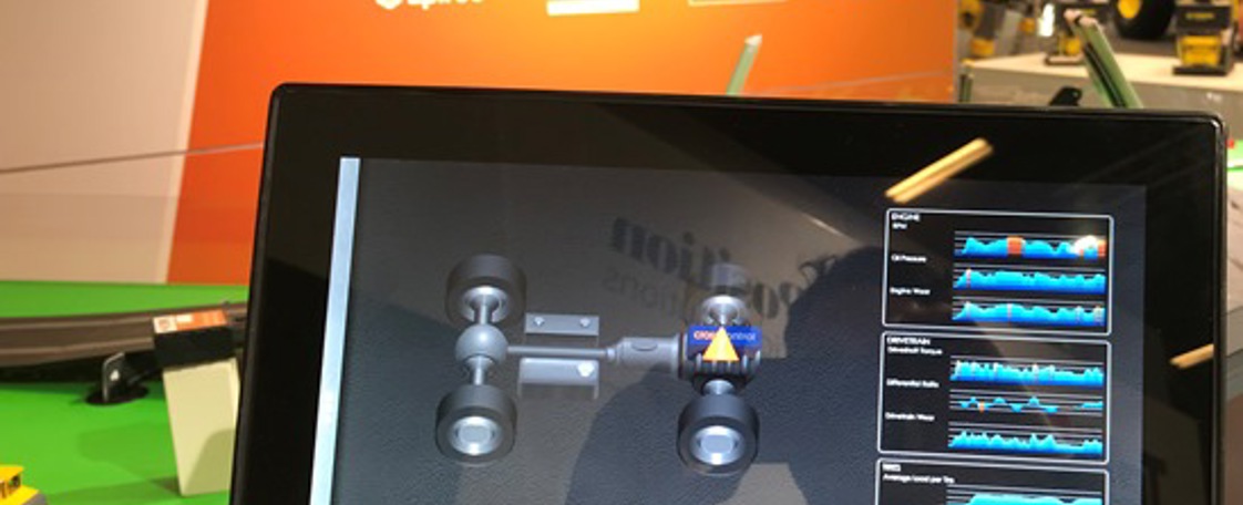 Display computer on display at Intermat exhibition.