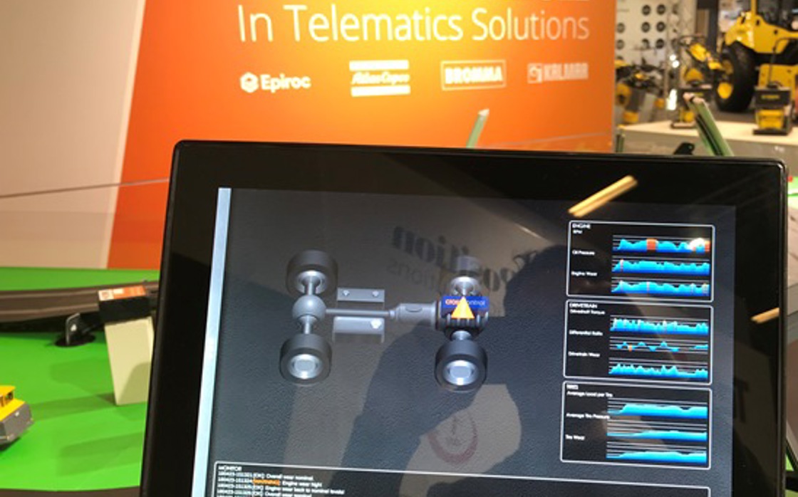 Display computer on display at Intermat exhibition.