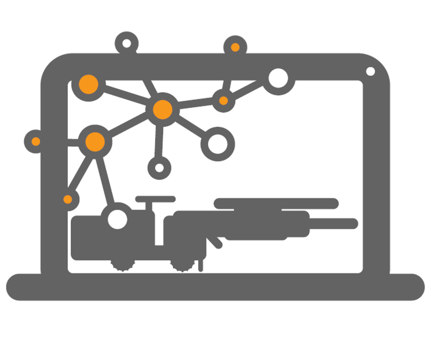 Remote connectivity icon in grey and orange