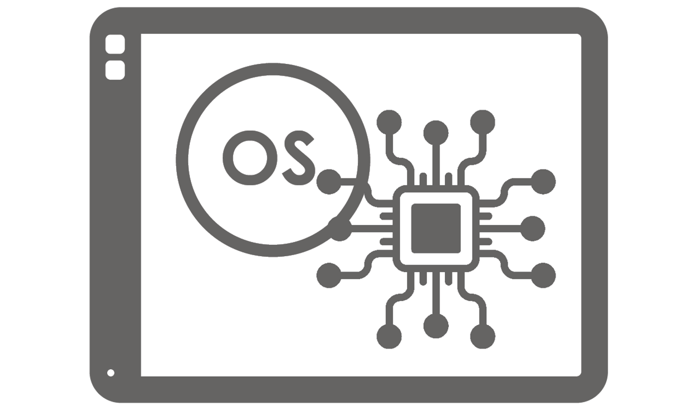 Icon showing operating system and firmware in display computers