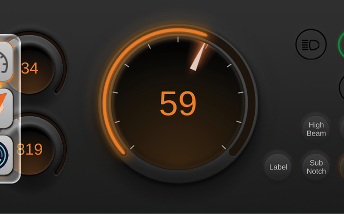 GUI for display computer with instrumentation in orange