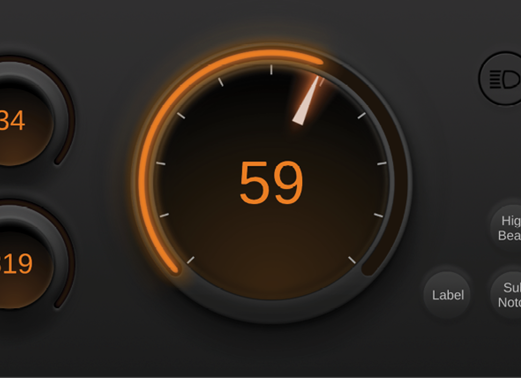 GUI for display computer with instrumentation in orange