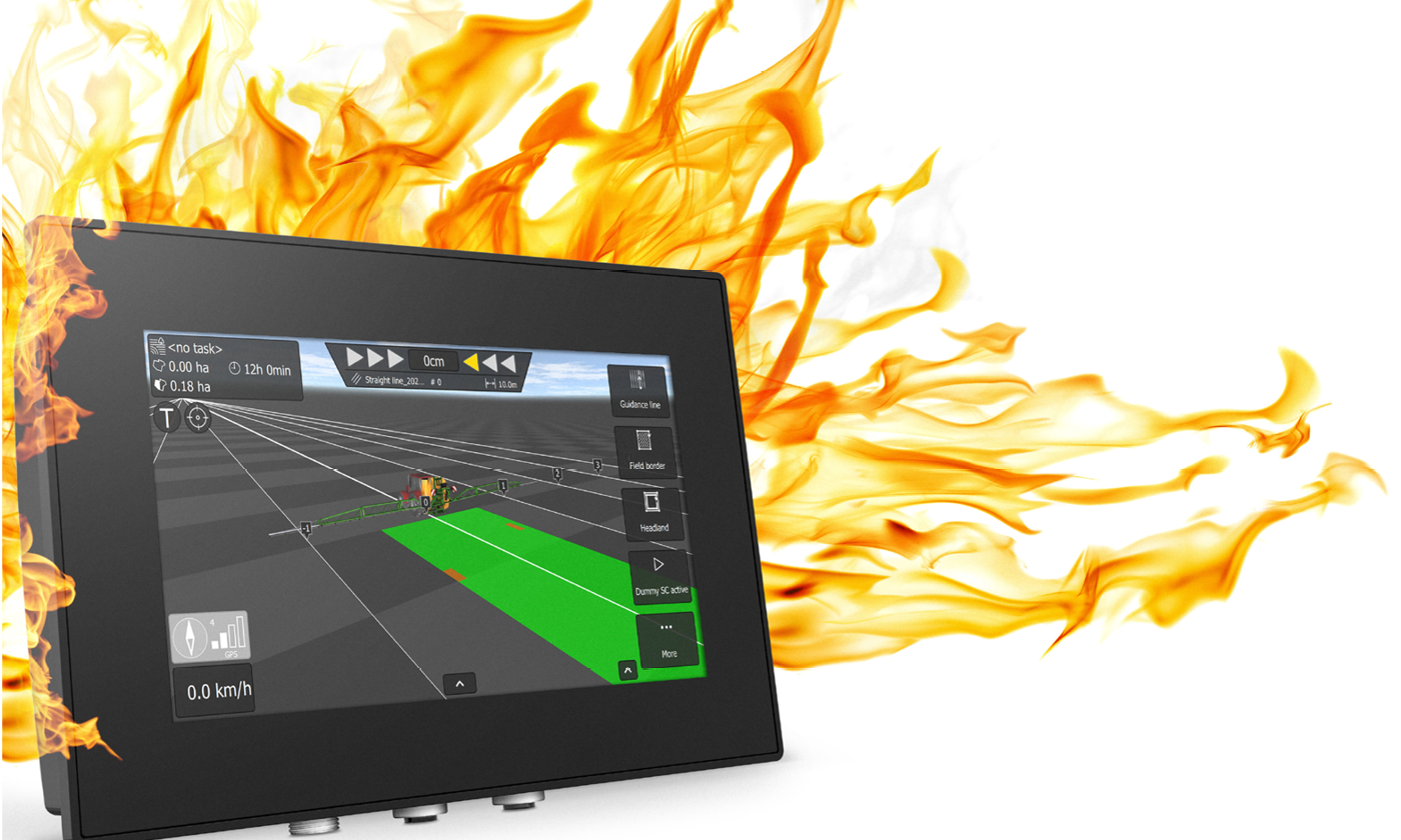 CCpilot V700 dipslay computer on fire