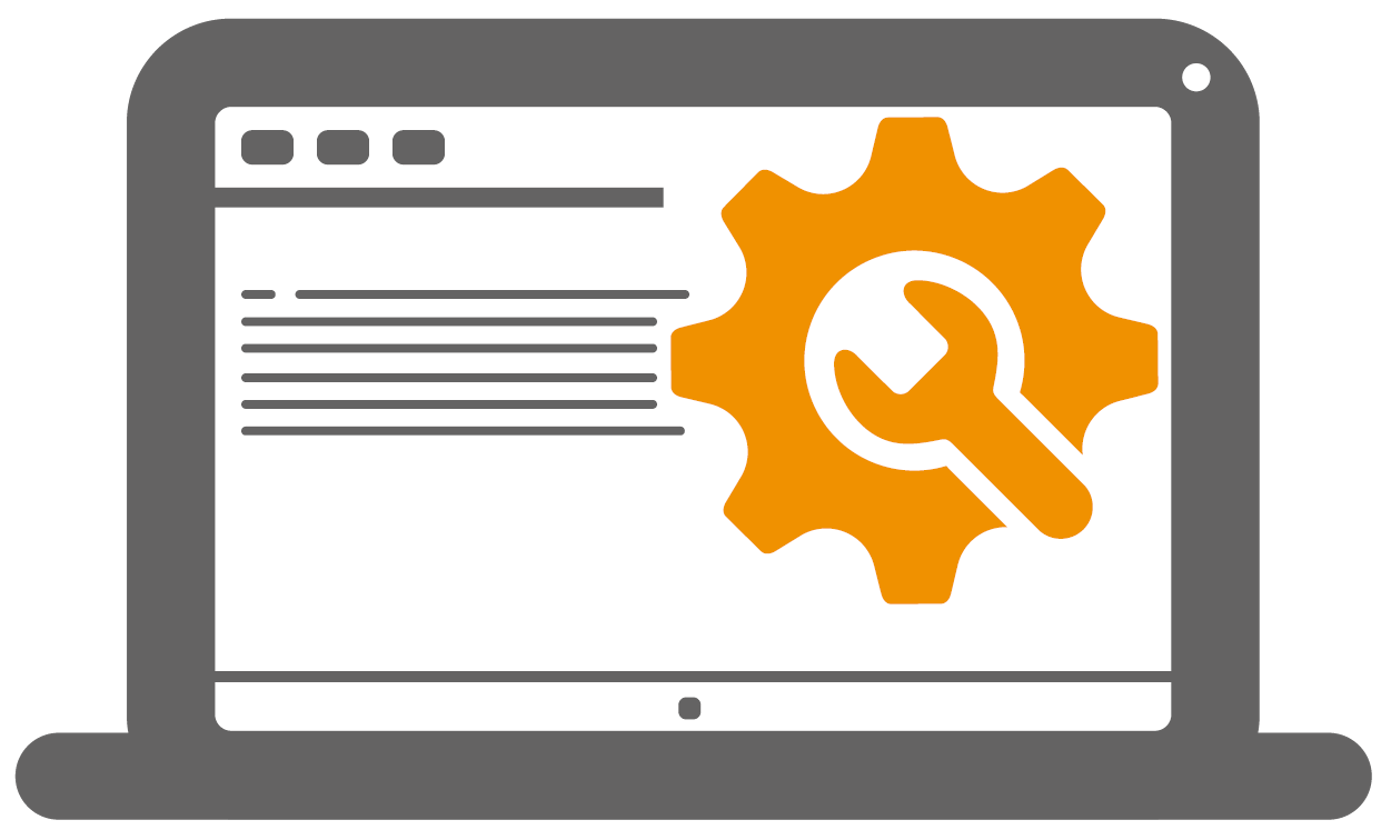 Icon in grey and orange showing Application manager