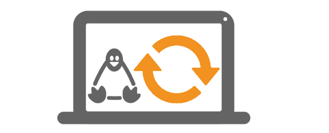 Grey and orange icon of CC Linux silent update.