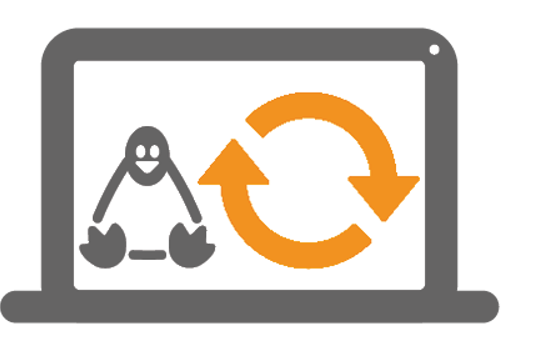 Grey and orange icon of CC Linux silent update.