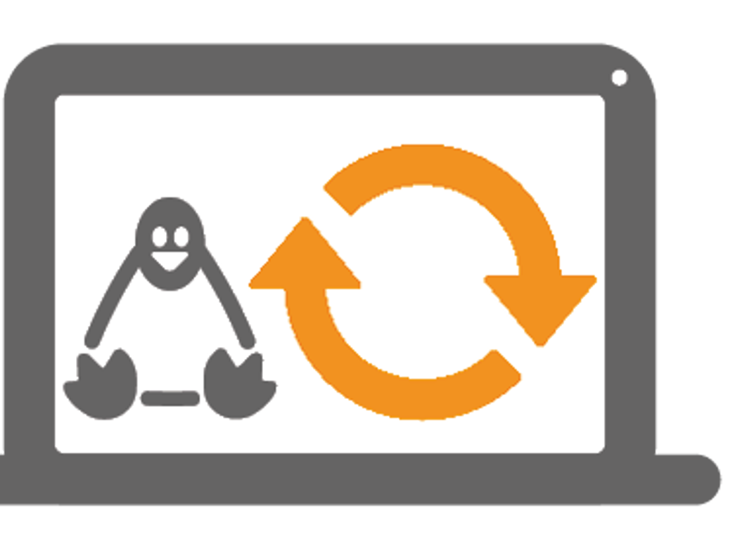 Grey and orange icon of CC Linux silent update.