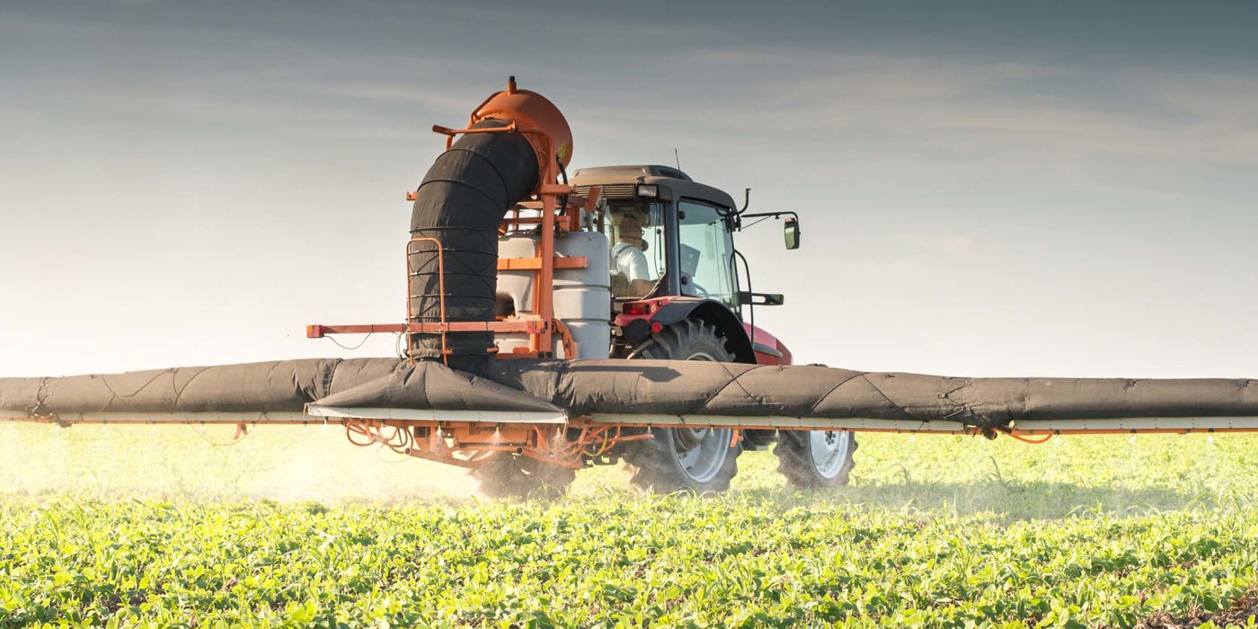 Agricultural vehicle in the field.