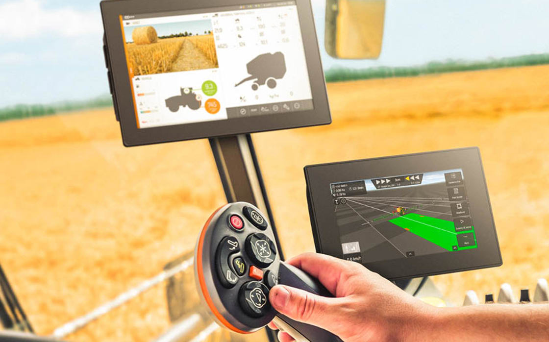 Two displays in machine cabin.