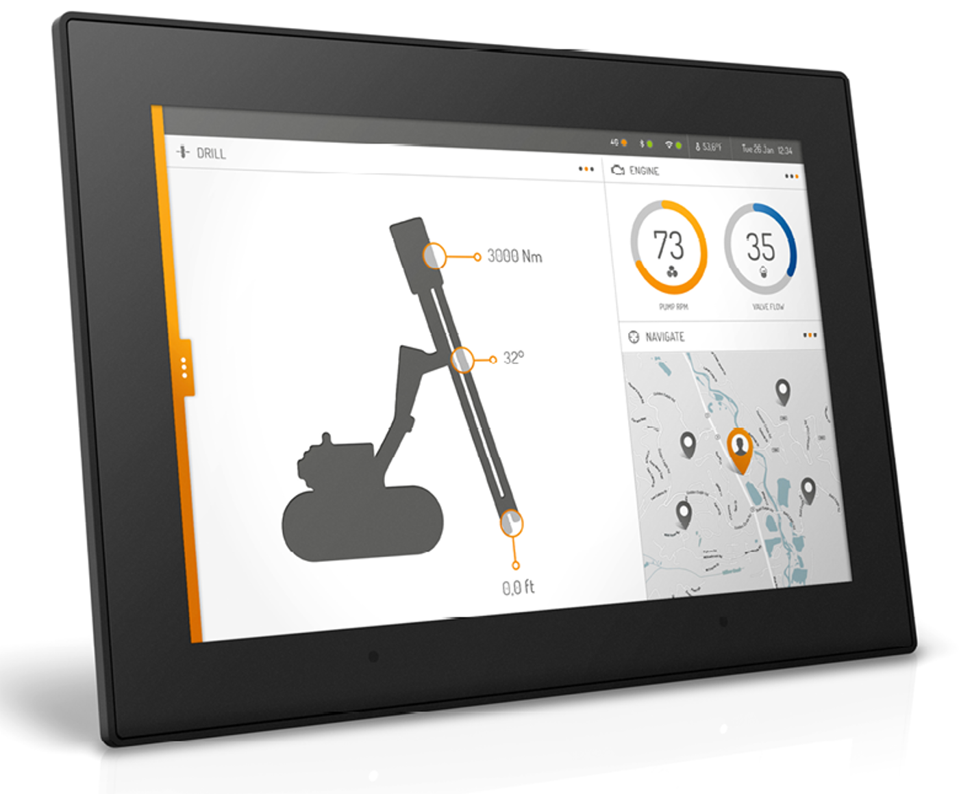 Display with HMI showing multiple windows at the same time.
