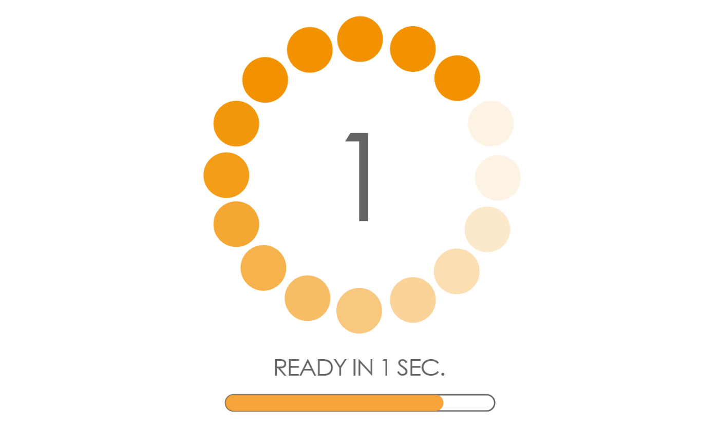 Orange icon of fast boot in 1 second