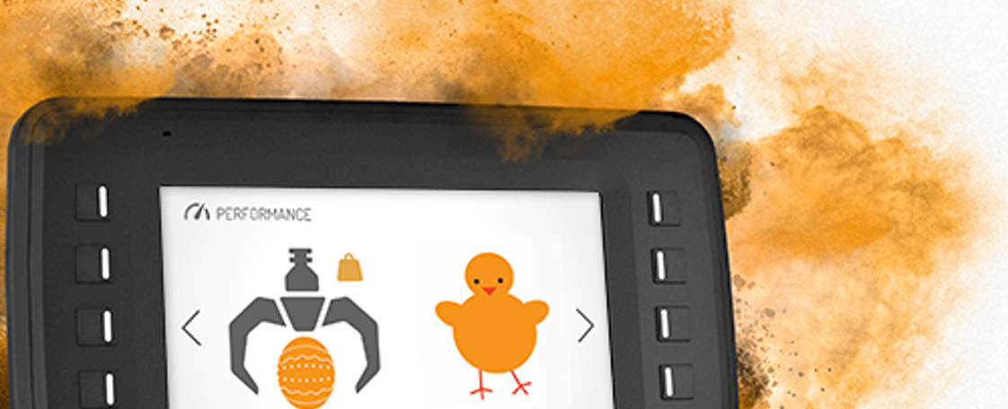 Funny happy easter HMI in display computer.