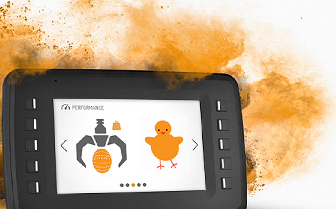 Funny happy easter HMI in display computer.