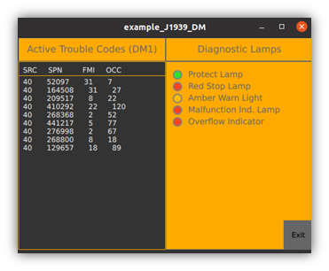 The Qt example app runnig on the VM