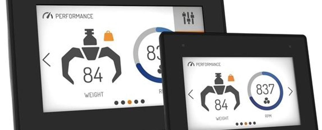 Two display computers with white background.