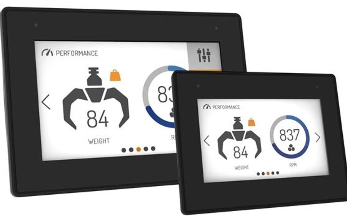 Two display computers with white background.